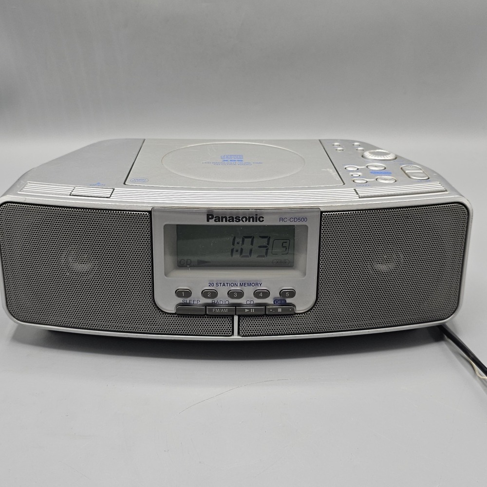 Vintage Panasonic RC-CD500 CD AM FM Aux Port Dual Alarm Clock Radio Tested!